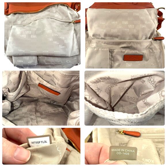 MICHAEL KORS Fulton Large Hobo Bag Orange Pebble Leather Purse Gold Plated Logo - Picture 13 of 15